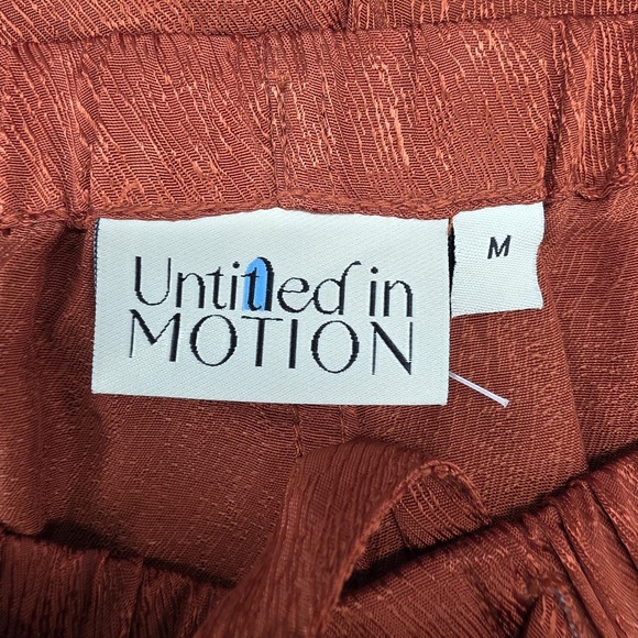 Untitled in Motion Medium Wide Leg Lounge Pajama Pants Rust Orange Tencel Cupro - Picture 2 of 10